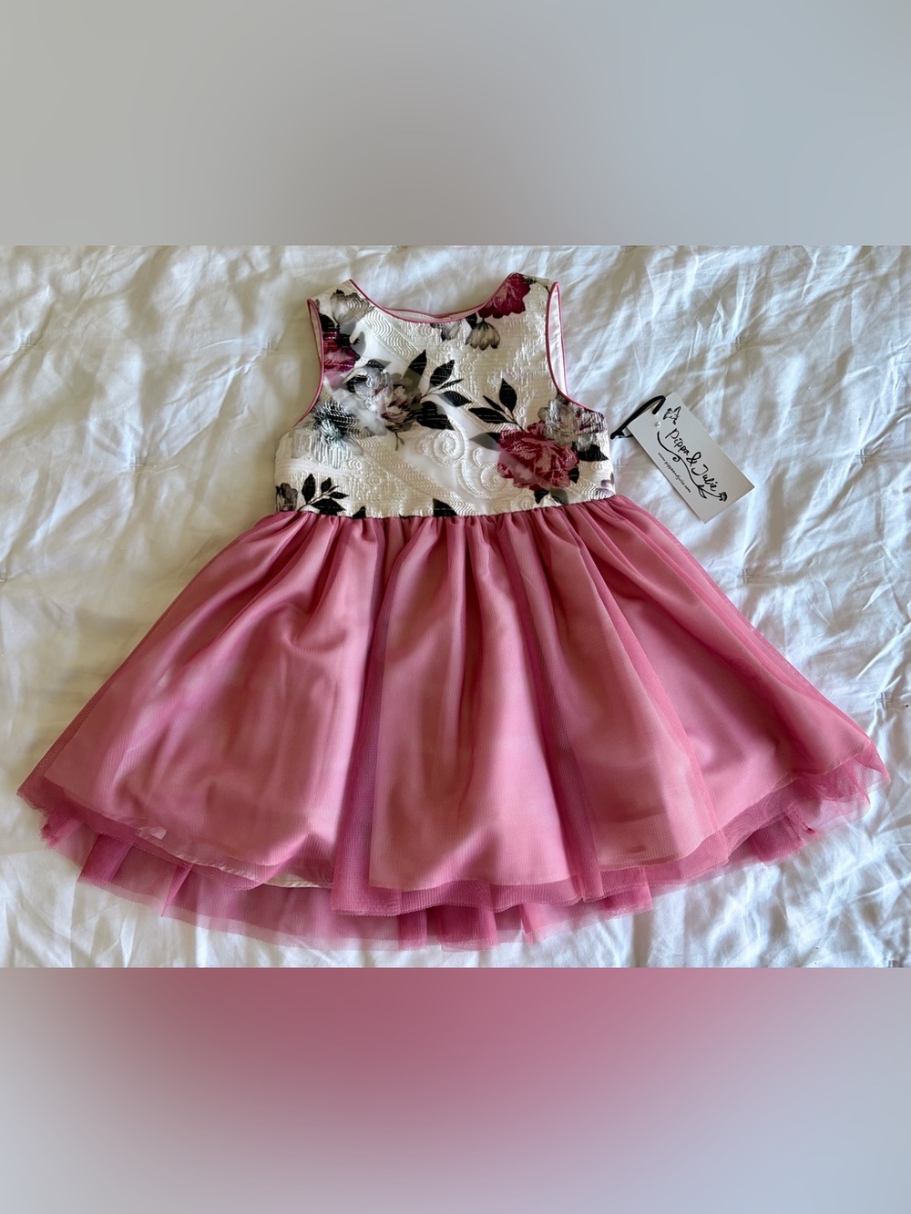 Pippa & Julie Pink Floral Tulle Dress